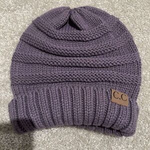 Purple knit beanie